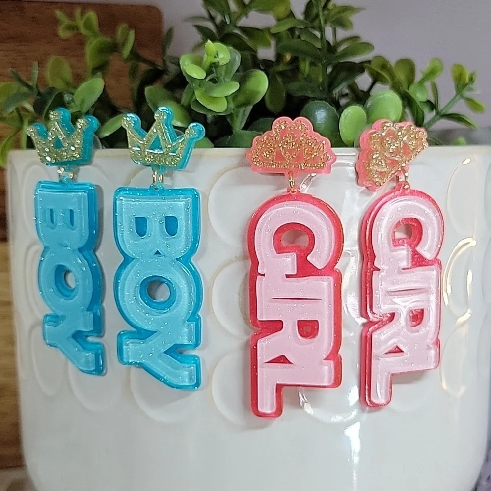 BIRTH ANNOUNCEMENT BOY GIRL EARRINGS, Choice of Style